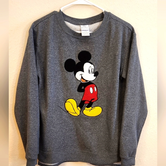 Disney Tops - Disney Mickey Mouse Long Sleeve Split Side Pullover Embroidered Sweatshirt.Med